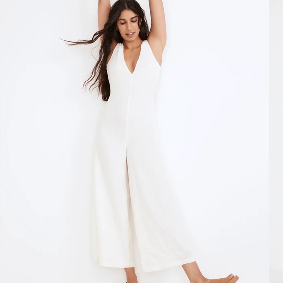 Madewell Pants - Madewell Cream Sleeveless V-Neck Jumpsuit